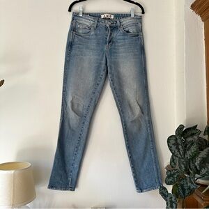 AMO light wash low rise jeans